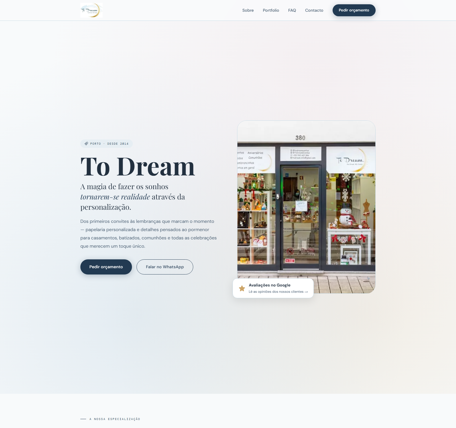 To Dream — website todream.pt